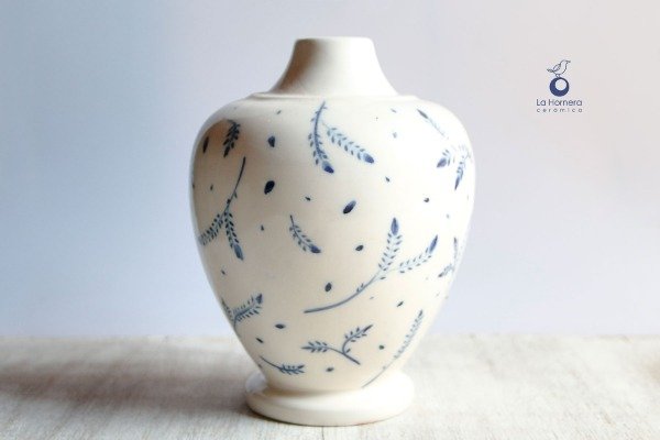 Producto - Florero o Base de Lámpara de Autor - Diseño Botánico Azul - 0