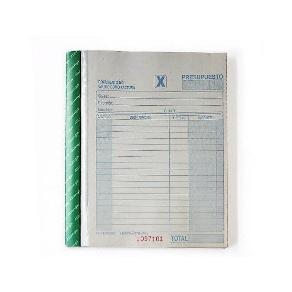 Producto - TALONARIO PRESUPUESTO GRIS GRANDE DUPLICADO