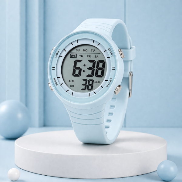 Producto - Reloj deportivo 2306 celeste pastel Malla de goma Importado Unisex