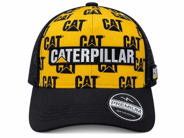 Producto - Gorra auto/moto "CATERPILLAR" trucker visera negra frente amarillo