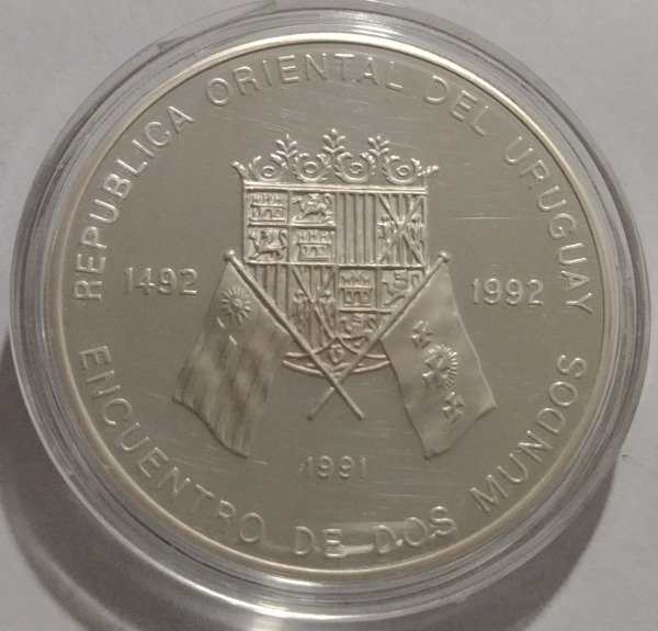 Producto - Uruguay 5.000 pesos 1991 km# 100 primera serie iberoamericana plata proof