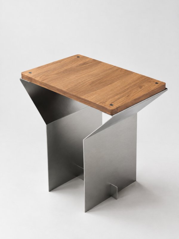 Producto - Banco T - Banco de acero inoxidable y madera para cafés, locales y hogares - 0