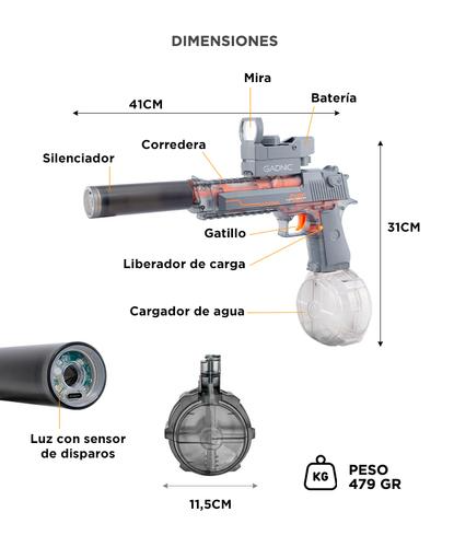 Producto - Pistola De Agua Automatica c/luz led fuego -capacidad 500ml -alcance 10mts -disp - 5