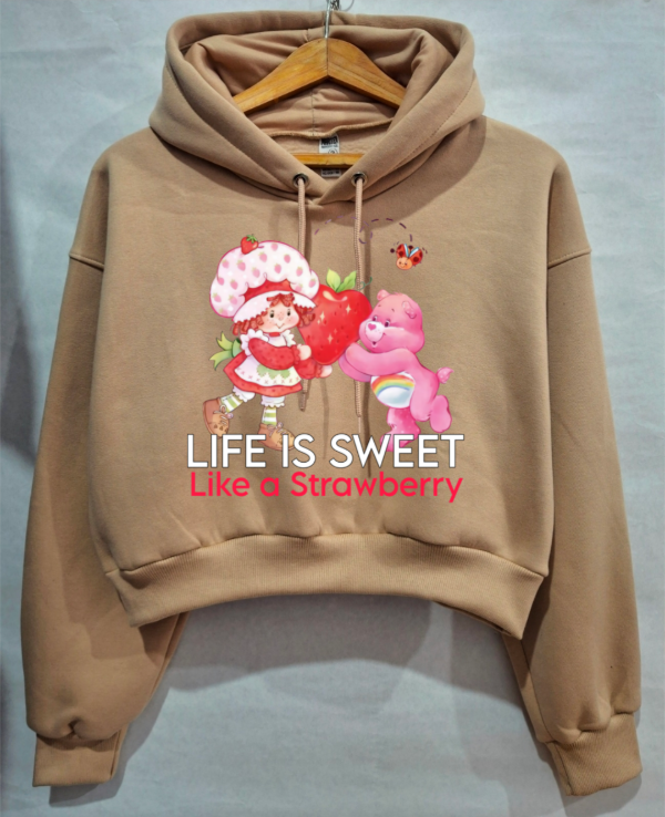 Producto - Buzo Canguro Crop Frutillitas Beige