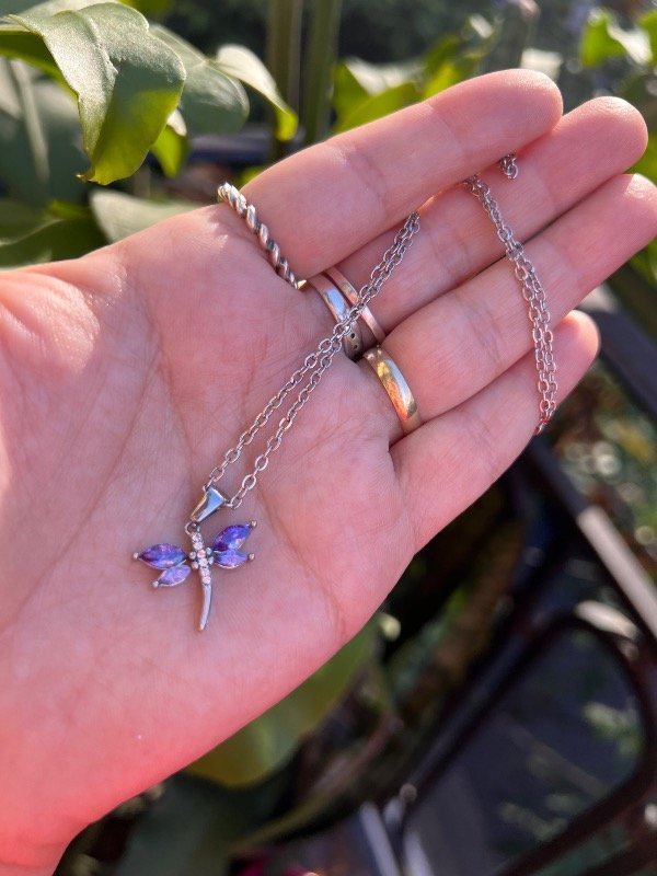 Producto - 2 collares de acero con libélula violeta