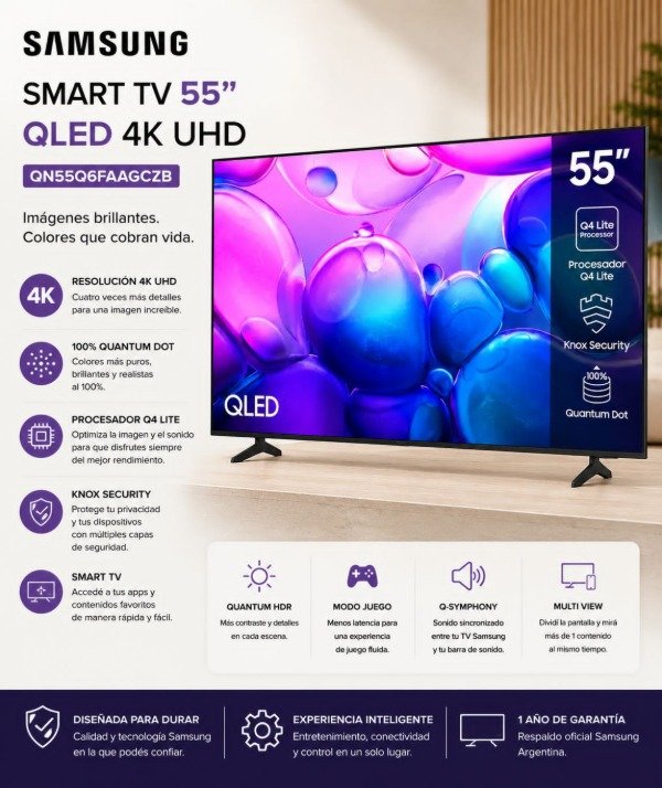 Producto - SMART TV SAMSUNG QLED 55" 4K UHD QN55Q6FAAGCZB