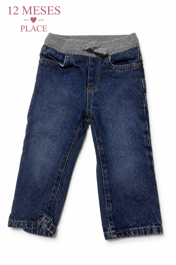 Producto - Jean Azul con Cintura Gris The Children s Place 12 Meses - 0