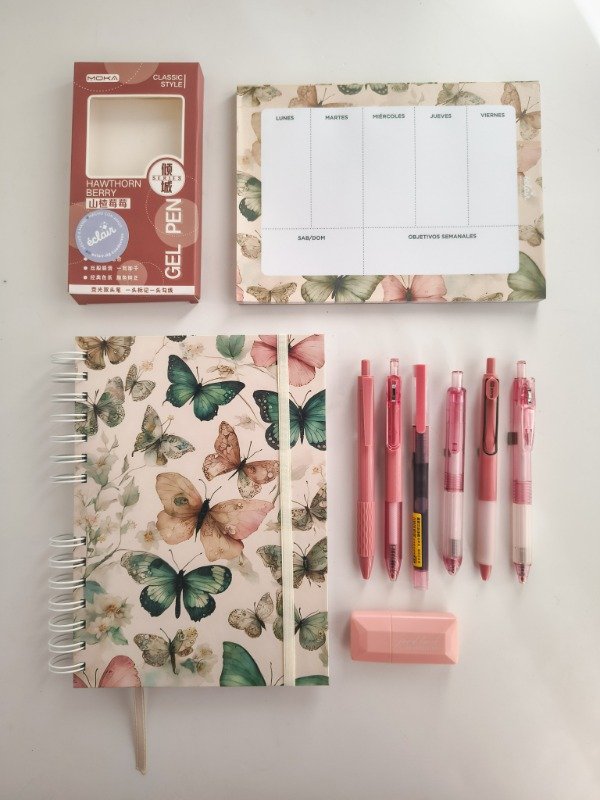 Producto - Combo cuaderno + organizador semanal + accesorios - Bordó - 0