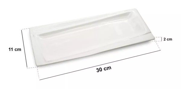 Producto - Fuente Para Sushi Curva 30 X 11 Cm Porcelana Premium