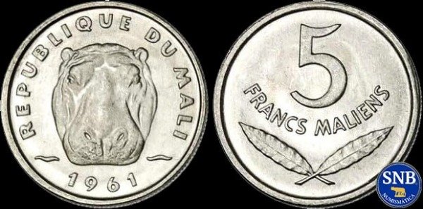 Producto - Malí - 5 Francos (1961) KM #2 [UNC] - Estado Socialista