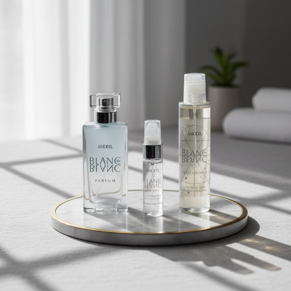 Producto - Kit x 3 "Blanc du Blanc" Perfume + Deocolonia + Destellos Amodil