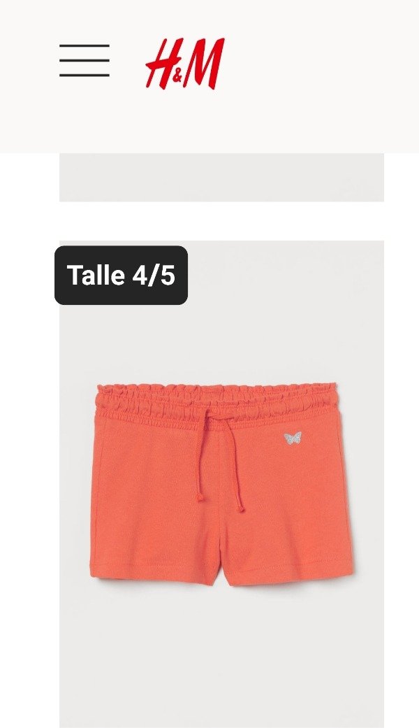 Short algodon HyM talle 4/5 anaranjado