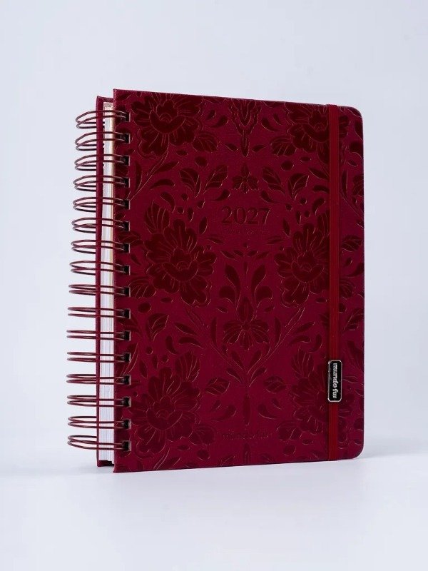 Producto - Agenda Docente Diaria A5 FW 2027 - Flores bordo - 0