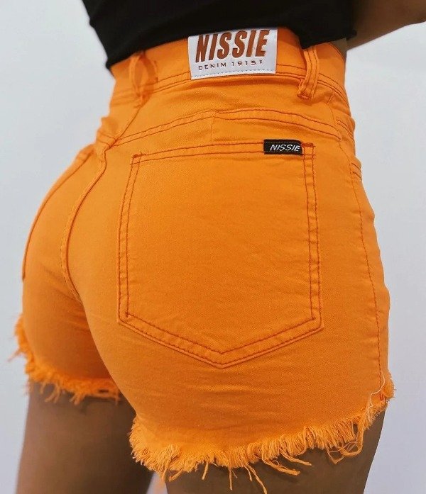 Producto - SHORT ORANGE ELASTIZADO Y TIRO ALTO