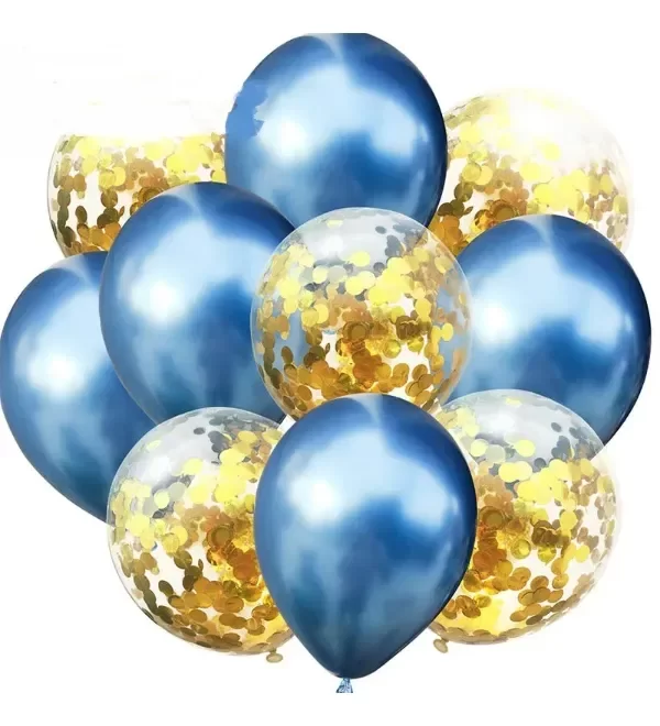 Producto - Kit globo confetti azul y dorado x 10