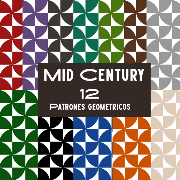 Producto - Mid Century estampado geométrico - Patrón colores - PA-GE03