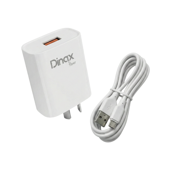 Producto - Cargador Carga Rapida Dinax Power 25W V8 + Cable MicroUSB Blanco