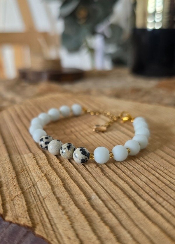 Producto - Pulsera Jaspe Dalmata y Blanco - 1