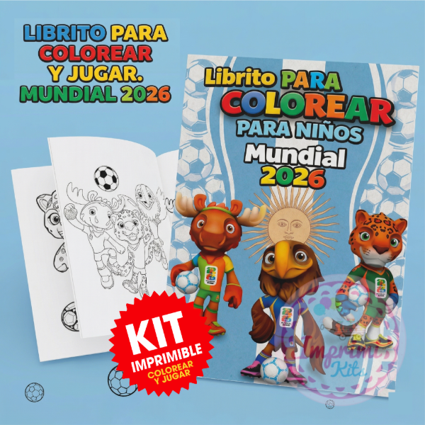 Producto - Librito para colorear Mundial 2026 Jugadores Actividades Stickers Imprimibles