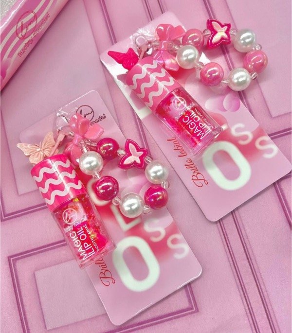 Producto - Gloss mariposa con llavero y pulsera