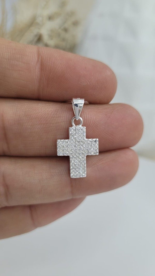 Producto - Dije de plata Cruz con Piedra (DI148)