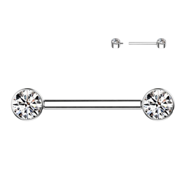 Producto - Piercing Nipple Pezonera Doble Zirconia Titanio