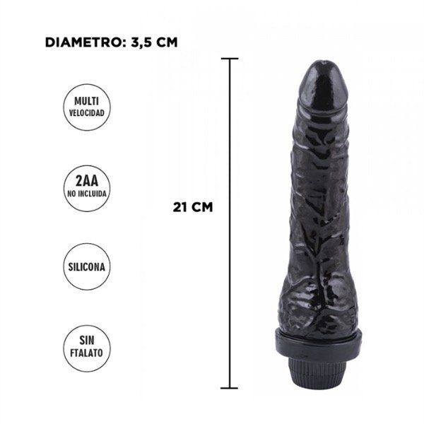 Producto - Vibrador Bananín Bronx Negro / Textura Siliconada y Multi-Speed 21cm