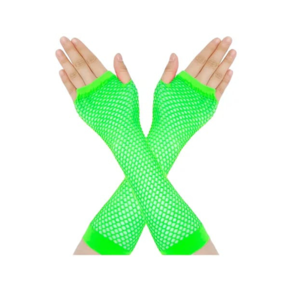 Producto - Guantes de red largos sin dedos color verde flúo (40cm)