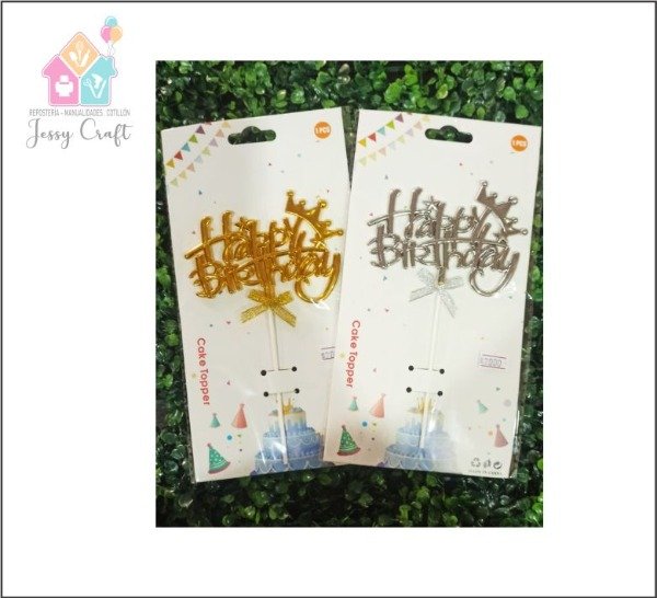 Producto - Cake topper Happy Birthday c/corona