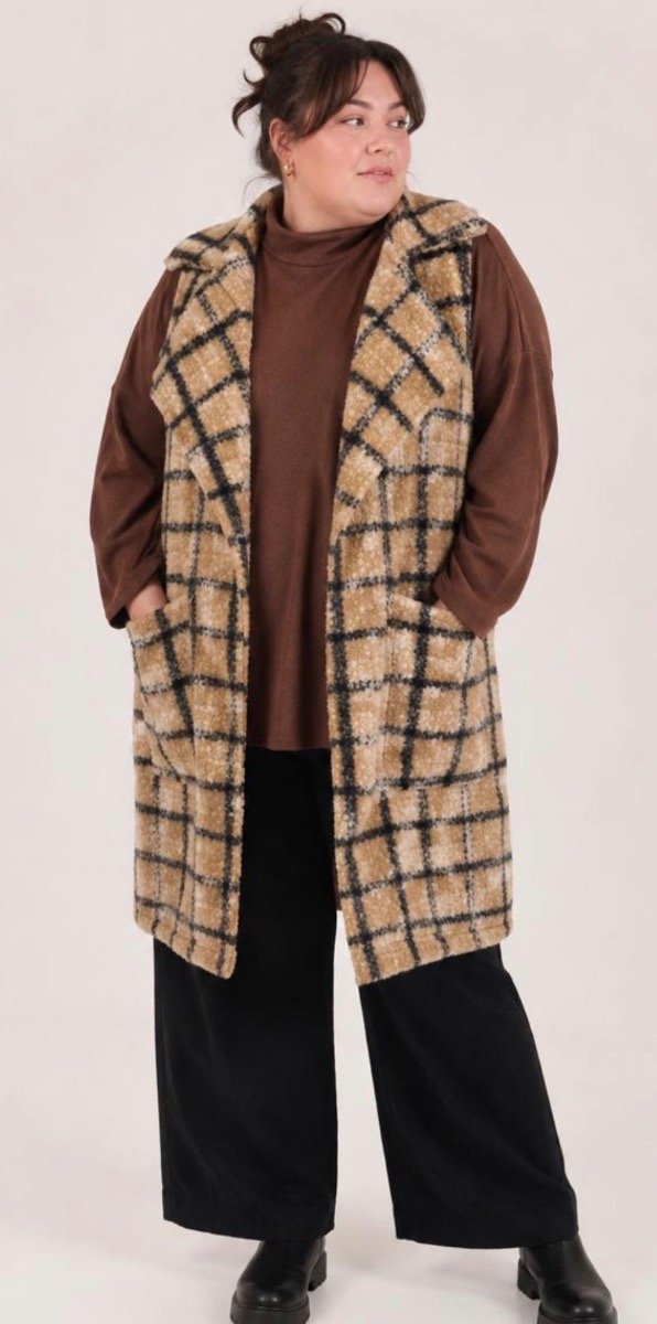 Producto - Sacon chaleco paño boucle Camel