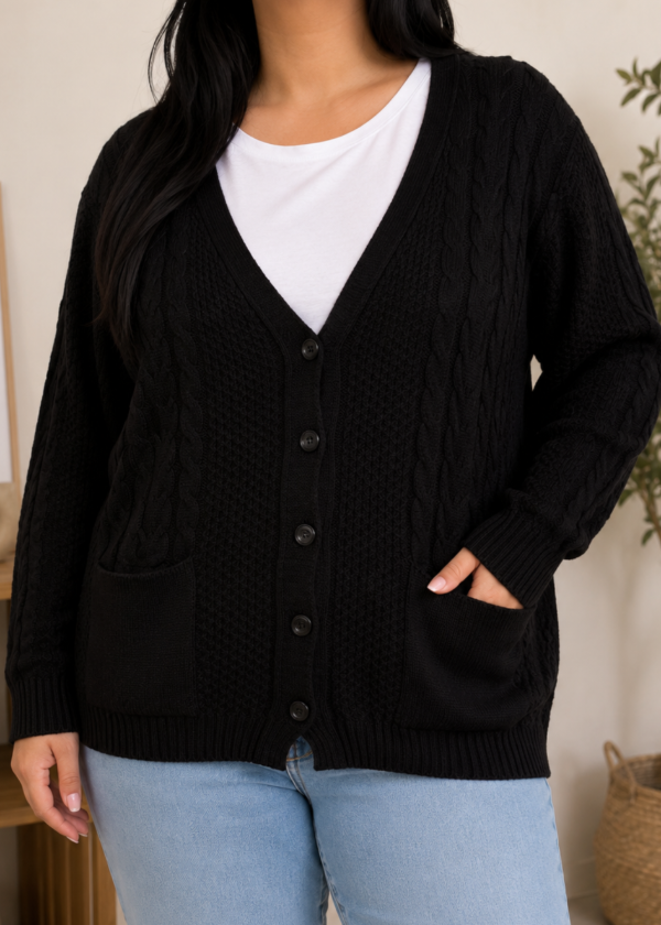 Producto - Cardigan Acrilico Largo - Negro