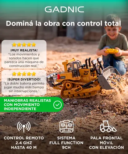 Producto - Bulldozer Excavadora Sobre Oruga Con Pala Móvil A Control Remoto Luces Y Sonido - 0