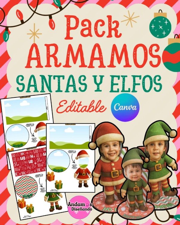 Producto - PACK ARMAMOS SANTAS Y ELFOS. EDITABLE EN CANVA