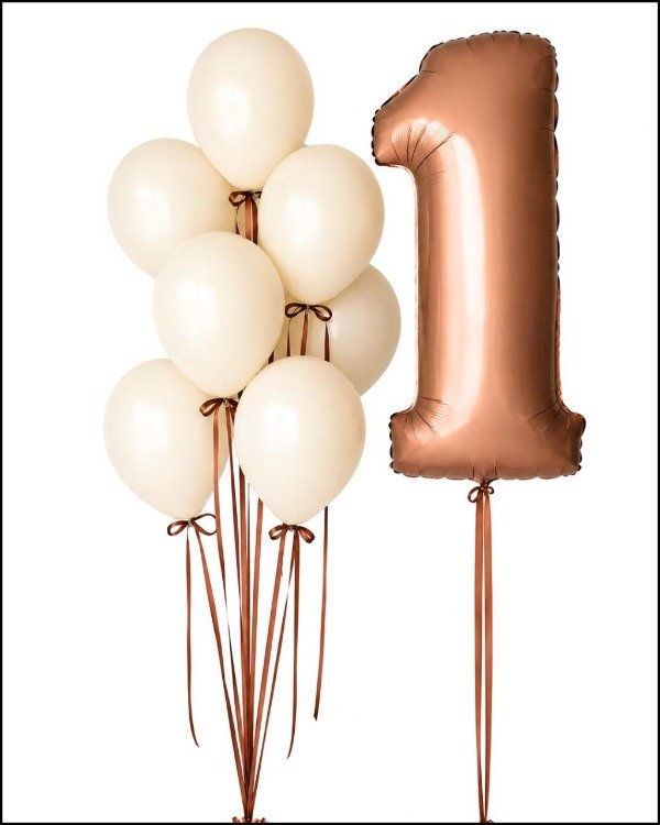 Producto - BOUQUET DE 7 GLOBOS CON NUMERO Y CINTAS un un