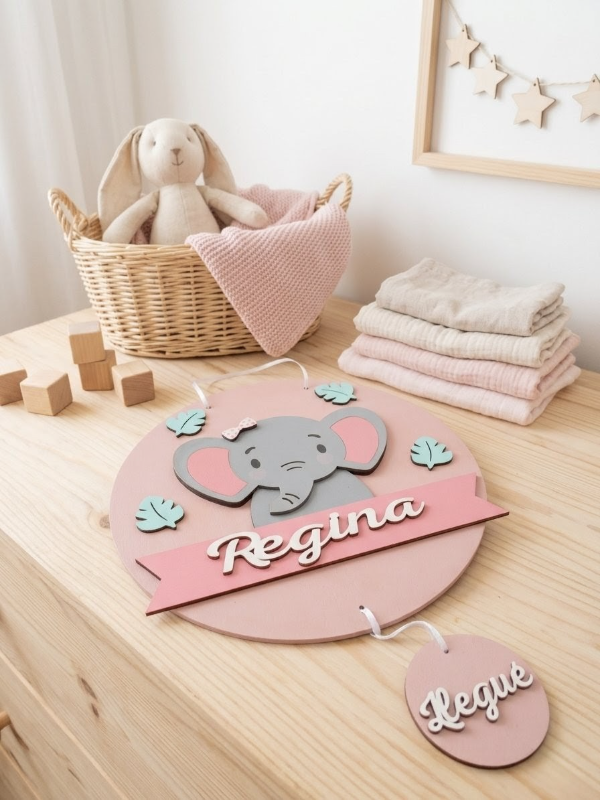 Producto - Cartel de nacimiento selva bebé /elefante