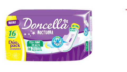 Producto - Doncella Toallas Femeninas NOCTURNAS con alas x16