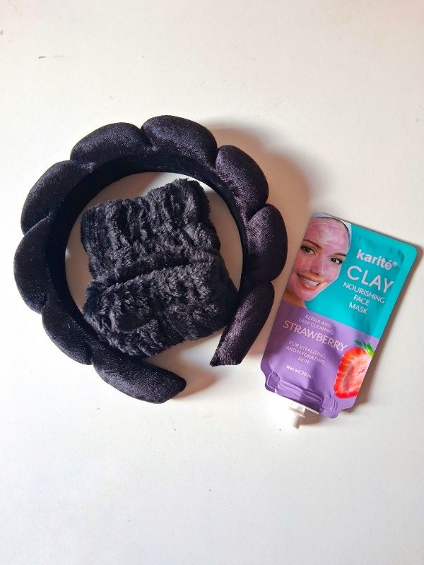 Producto - kit skincare vincha + muñequeras + mascarilla de regalo