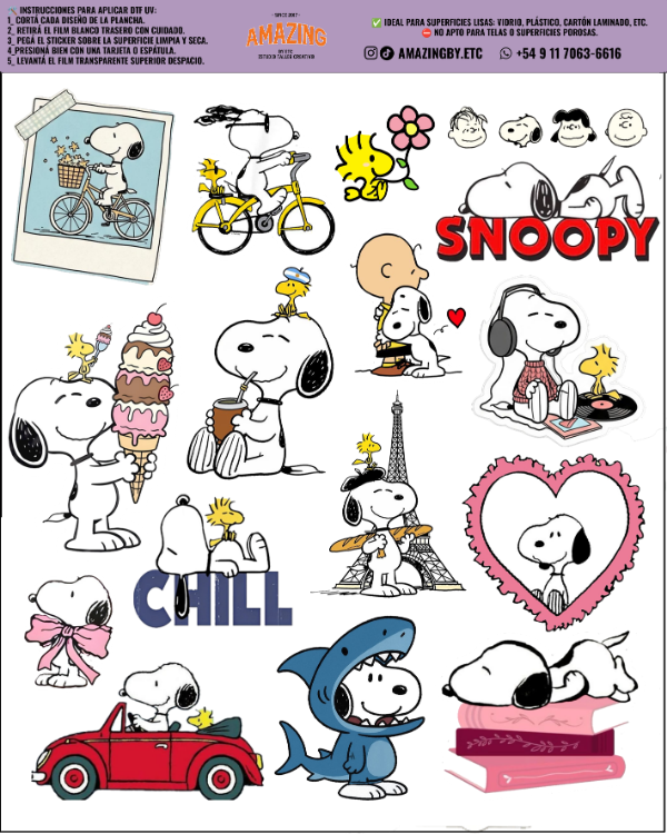 Producto - SNOOPY Plancha stickers premium dtf uv