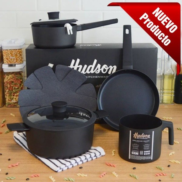 Producto - Batería de Aluminio Antiadherente Hudson Daily de 6 piezas - Jarro 11cm