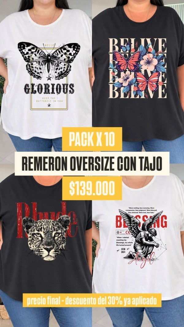 Producto - Pack X10 Remeron Oversize con tajo