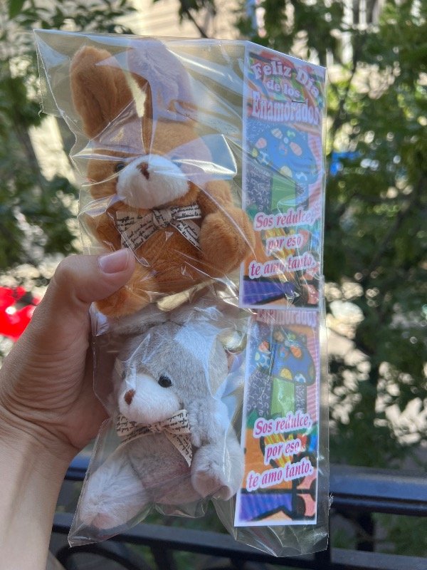 Producto - 2 llaveros peluche conejito san valentin