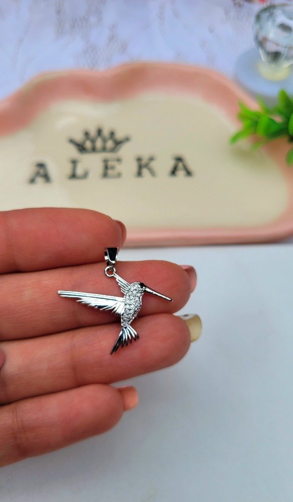 Producto - Dije de colibrí con strass plateado - 0