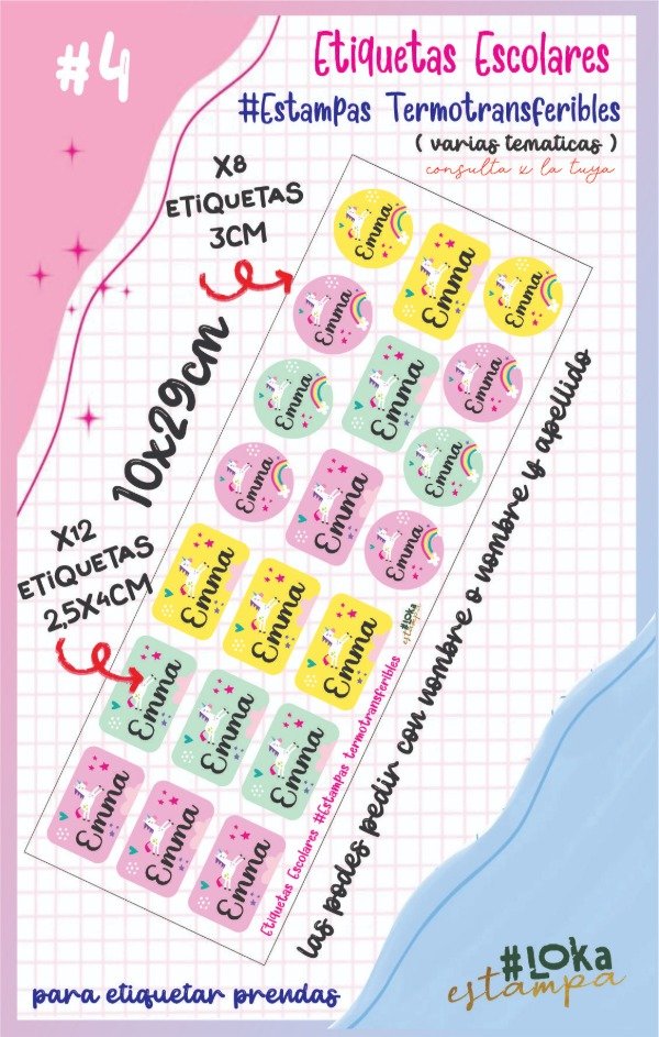 Producto - ESCOLARES #4 Estampa Termotransferible 10x29cm
