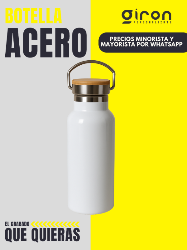Producto - BOTELLA ACERO CON TAPA BAMBÚ