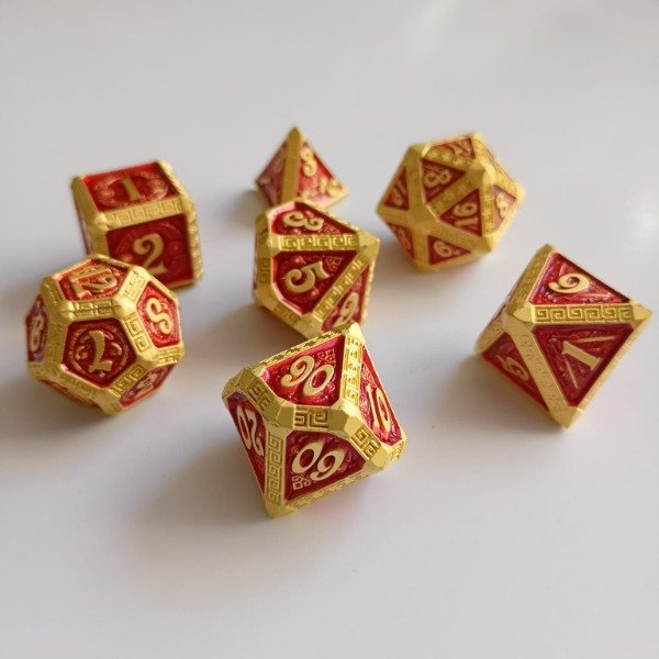 Producto - Set Dados de Rol METÁLICOS - Gold+Red - 1