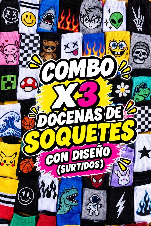 Producto - COMBO X3 DOCENAS DE SOQUETES SURTIDOS