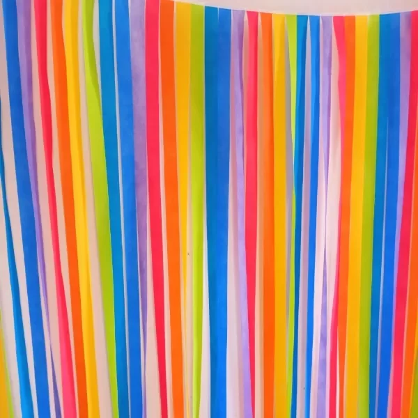 Producto - Cortinas de Cintas de Friselina Multicolor Arcoiris 1,50x1,50mts