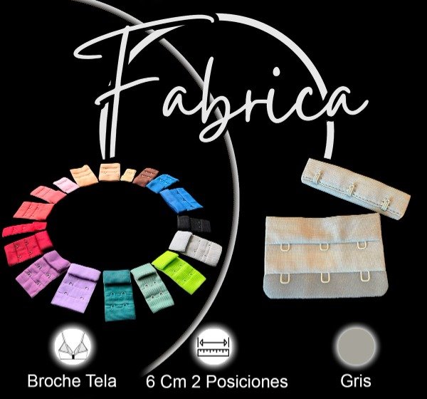 Producto - Gancho de tela gris 6cm x 2 posiciones (por unidad)