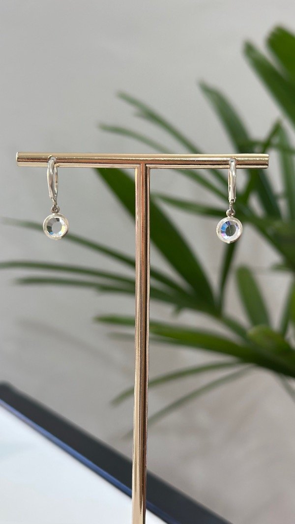 Producto - Argollas con cierre bisagra y punto de luz en acero blanco
