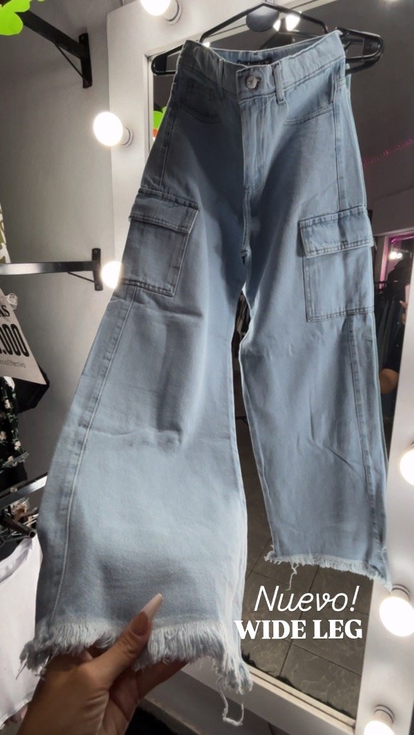 Producto - WIDE LEG celeste cargo